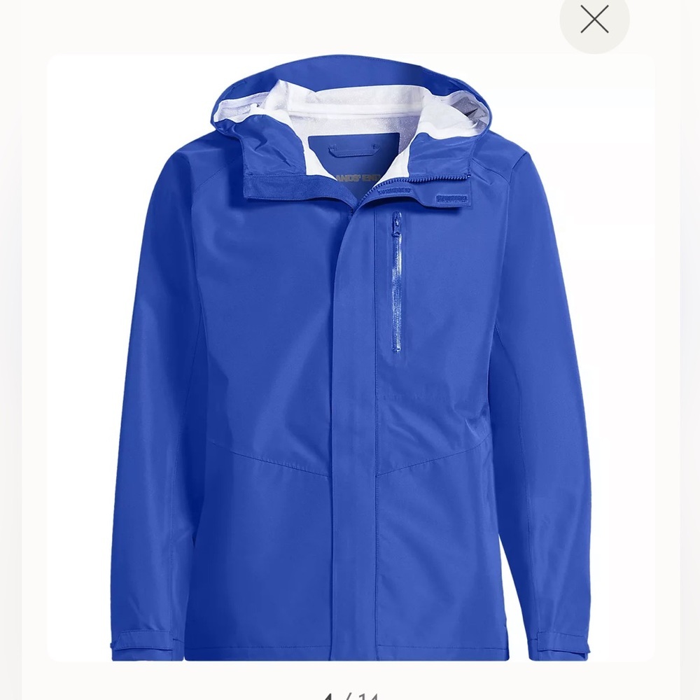 Land’s End Women Classic Hooded Raincoat Wisteria Blue Size Large 14-16